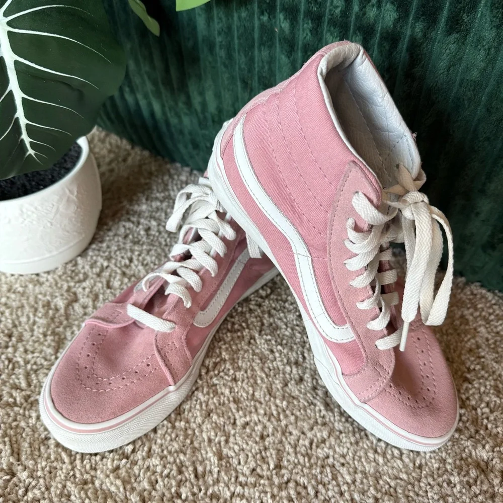 Vans Women's Pink High-Top Sneakers - Picture 1 of 7